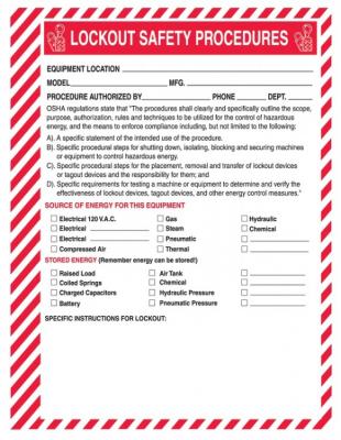 lockout safety forms procedure safetycal