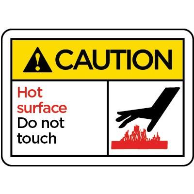 Caution Hot Surface Do Not Touch Ansi Protection Label Safetycal Inc