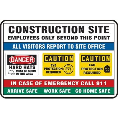 Construction Site - Employees Only Beyond This Point Site Safety Sign ...