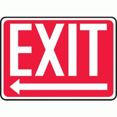 Exit Sign - Large Left Arrow (Red Background) | SAFETYCAL, INC.
