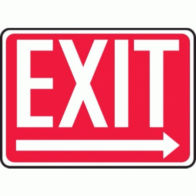 Exit Sign - Large Right Arrow (Red Background) | SAFETYCAL, INC.