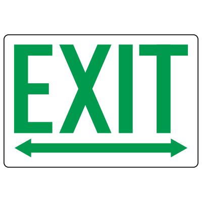 Exit Sign - Multi-Directional Arrow (Green Text) | SAFETYCAL, INC.