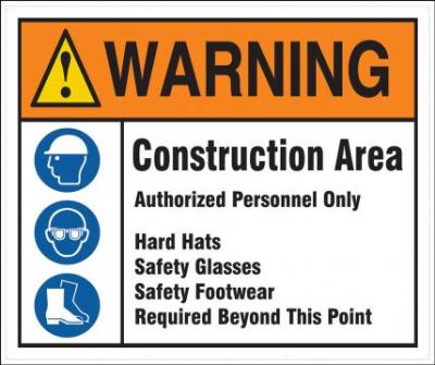 Warning - Construction Area Authorized Personnel Only ANSI Mesh Gate ...